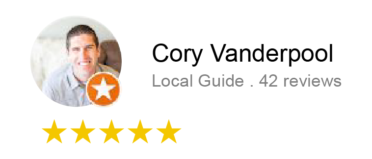 Customer's Google review Cory